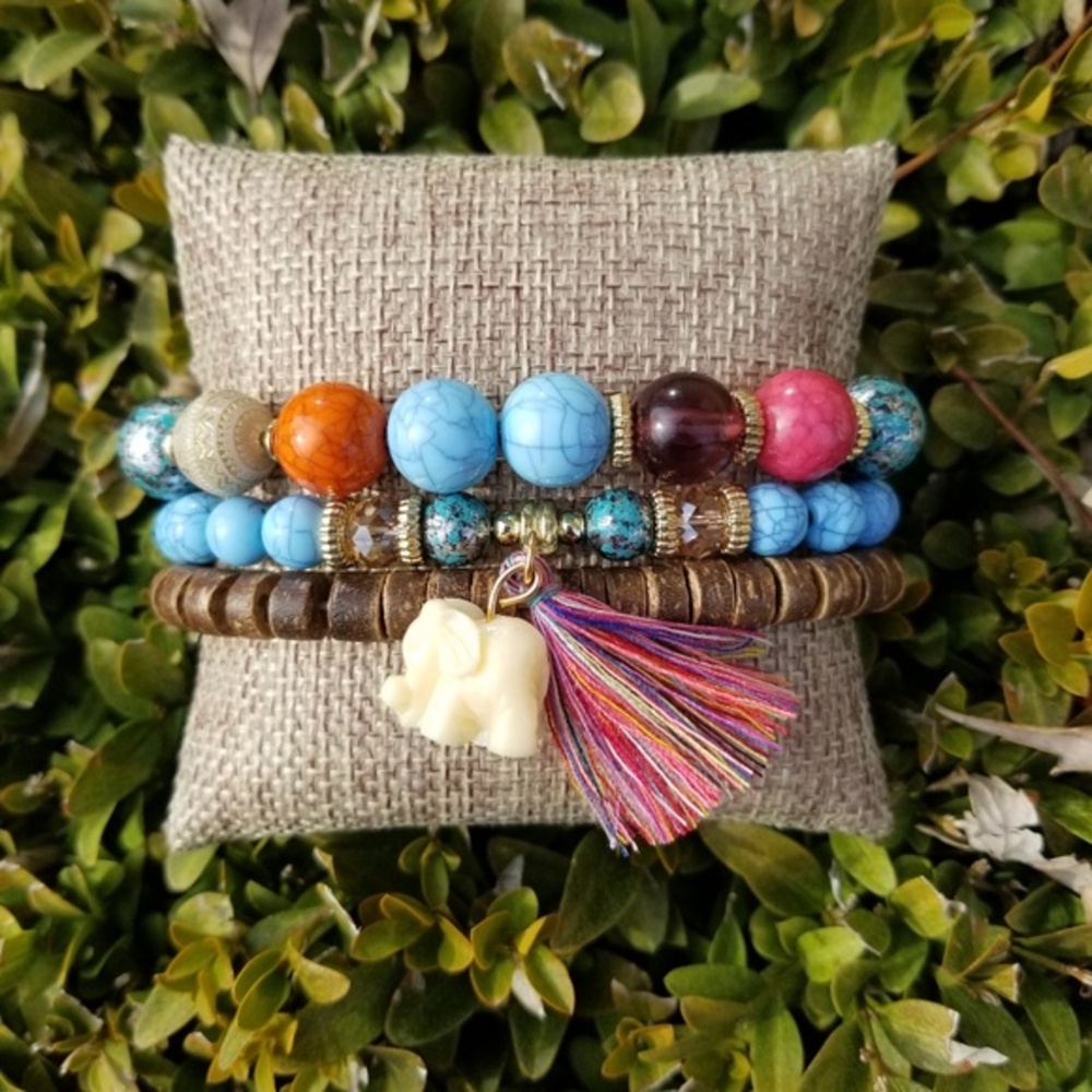 Multi colored charm bracelets